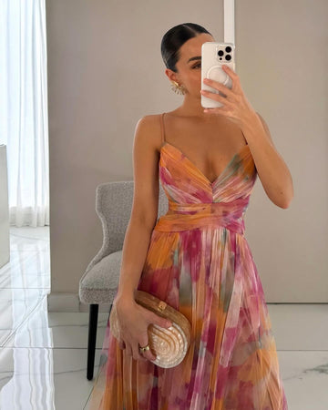 Élora™ | Robe longue en mousseline florale | 50% de réduction