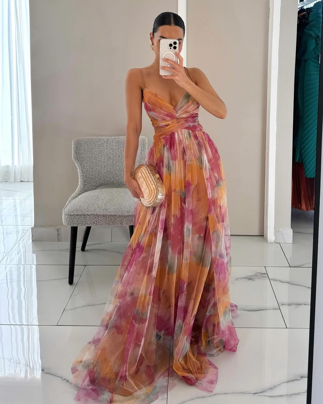 Élora™ | Robe longue en mousseline florale | 50% de réduction